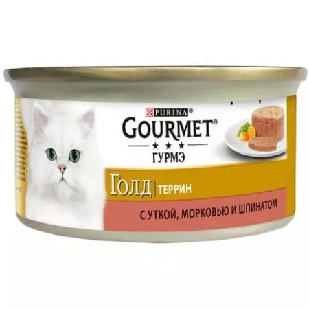 GOURMET/ Гурмэ Gold кусочки в паштете с уткой, морковью и шпинатом по-французски, 85 г, 24шт. - основное фото
