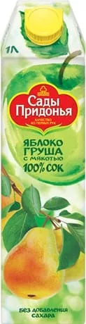 Сок фруктовый Сады Придонья Яблоко - груша 1л. (12шт.) - основное фото