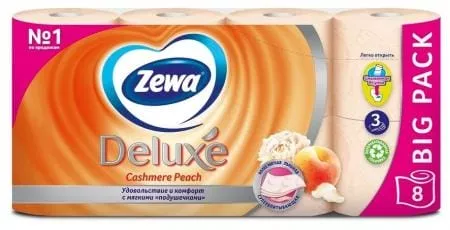 Туалетная бумага Zewa Deluxe персик (8 шт) - основное фото