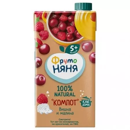 Компот ФрутоНяня вишня и малина, 0,5л (15шт) - основное фото