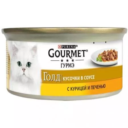 GOURMET/ Гурмэ Gold кусочки с курицей и печенью, 85 г, 24шт. - основное фото