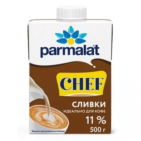 Сливки ПАРМАЛАТ 11% 500г. (12шт) - основное фото