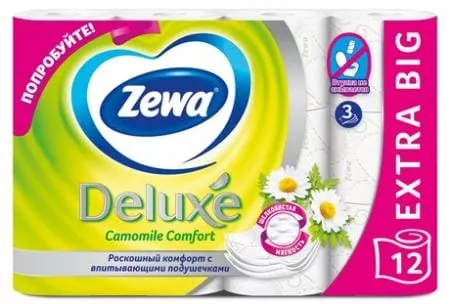 Туалетная бумага Zewa Deluxe Ромашка 3 слоя 12 шт) - основное фото