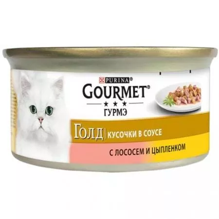 GOURMET/ Гурмэ Gold мусс с лососем и цыпленком, 85 г, 24шт. - основное фото