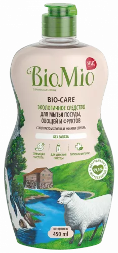 Средство для мытья посуды, овощей и фруктов BIO MIO Bio–Care без запаха, 450мл - основное фото