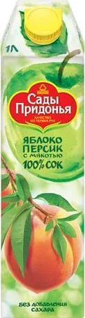 Сок фруктовый Сады Придонья Яблоко - персик 1л. (12шт.) - основное фото