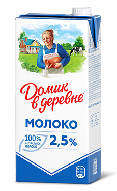 Молоко Домик в деревне 2,5% 950 мл (12 шт) - основное фото