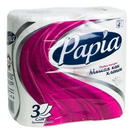 Туалетная бумага PAPIA 3 слоя (4 шт) - основное фото