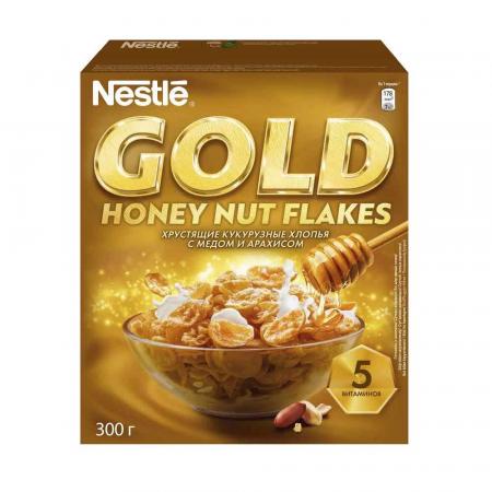 Хлопья Nestle Gold Flakes кукурузные с медом , 300г - основное фото
