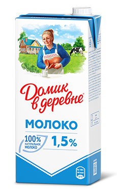Молоко Домик в деревне 1,5% 950 мл (12 шт) - основное фото
