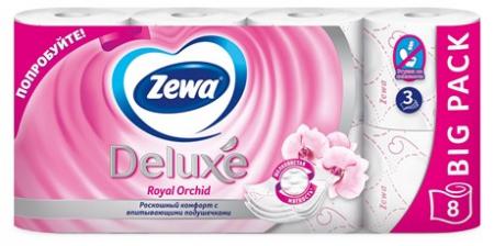 Туалетная бумага Zewa Deluxe белая 3 слоя (8 шт) - основное фото