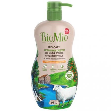 Средство экологичное BioMio для мытья посуды, овощей и фруктов с эфирным маслом мандарина, экстрактом хлопка и ионами серебра, 750мл - основное фото