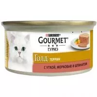 GOURMET/ Гурмэ Gold кусочки в паштете с уткой, морковью и шпинатом по-французски, 85 г, 24шт.