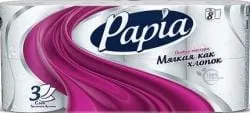 Туалетная бумага PAPIA 3х слойная (8 шт)