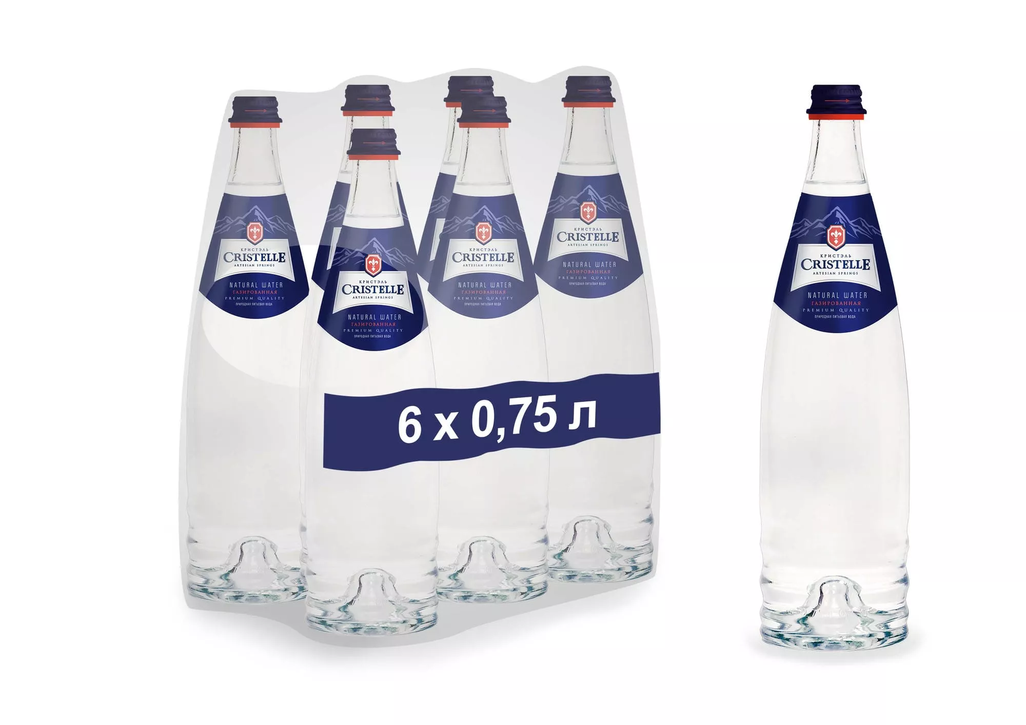 Вода Кристэль (Сristelle) 0.75 газированная (6шт) - дополнительное фото