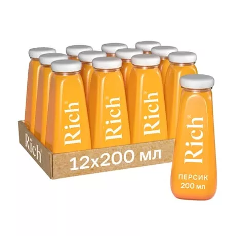Сок Rich персиковый с мякотью, 0,2л (12) - дополнительное фото