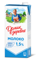 Молоко Домик в деревне 1,5% 950 мл (12 шт)
