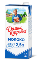 Молоко Домик в деревне 2,5% 950 мл (12 шт)