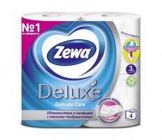 Туалетная бумага Zewa Deluxe белая 3 слоя (4 шт)
