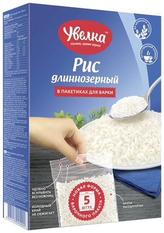 Рис длиннозерный в пакетиках для варки (5*80г), 400г. Увелка - дополнительное фото